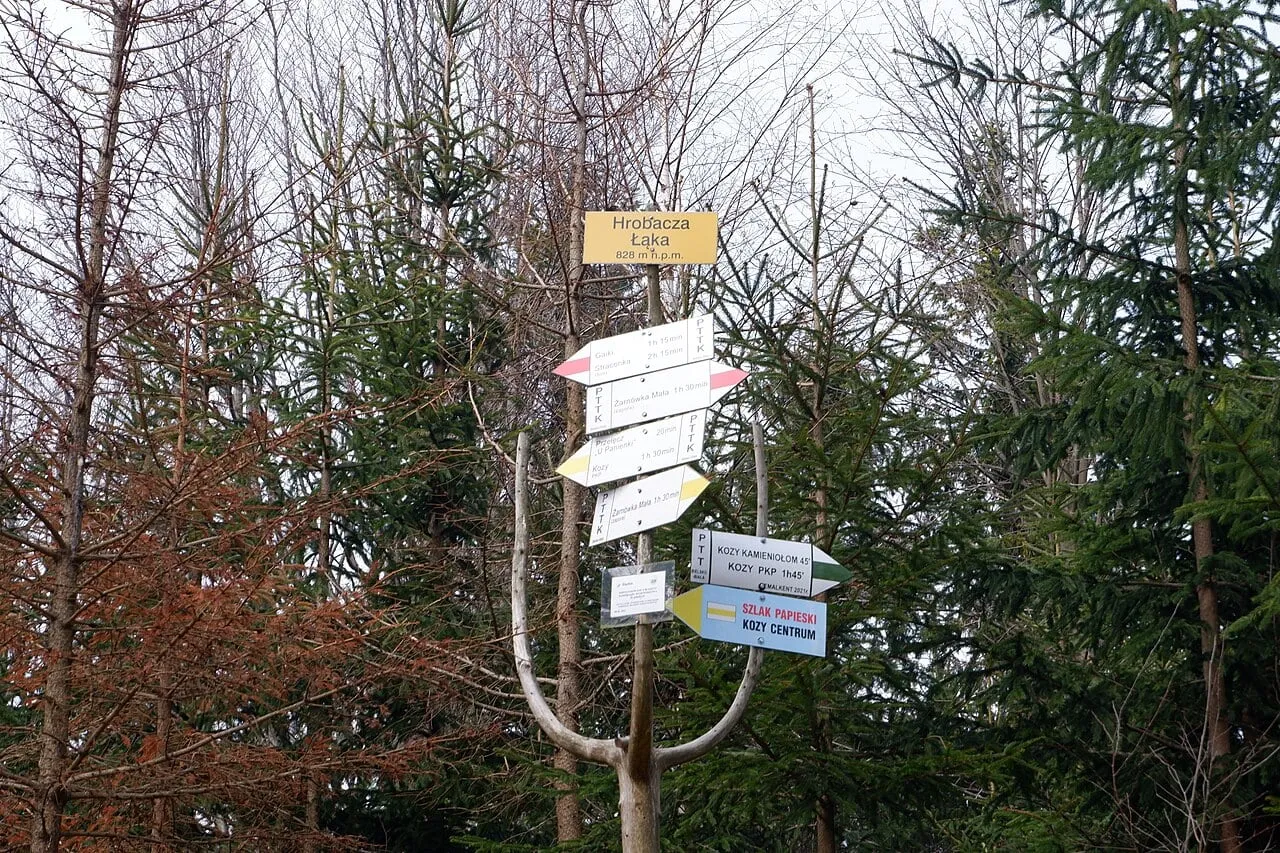 Drogowskazy na Hrobaczej Łące