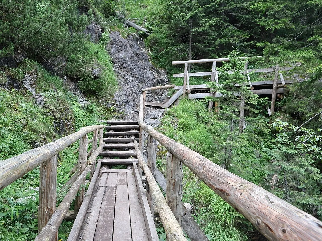 Kładka na Ścieżce nad Reglami między Doliną Białego a Kalatówkami